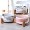 Easy to Clean Elevated Marble Style Dog Bowls