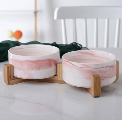 Easy to Clean Elevated Marble Style Dog Bowls - Image 3